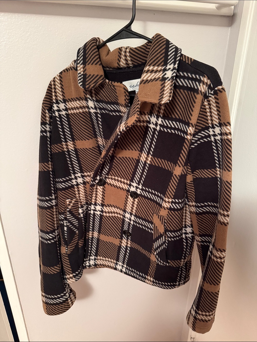 Sebby Brown and Black Plaid Coat